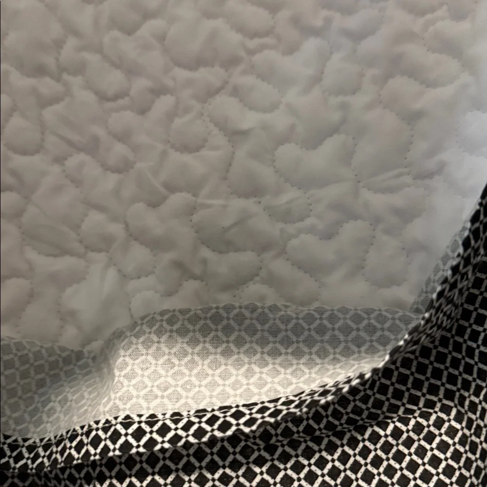 Amberley Black + White Floral Quilted Pillow Sham Q Size Cottagecore Floral